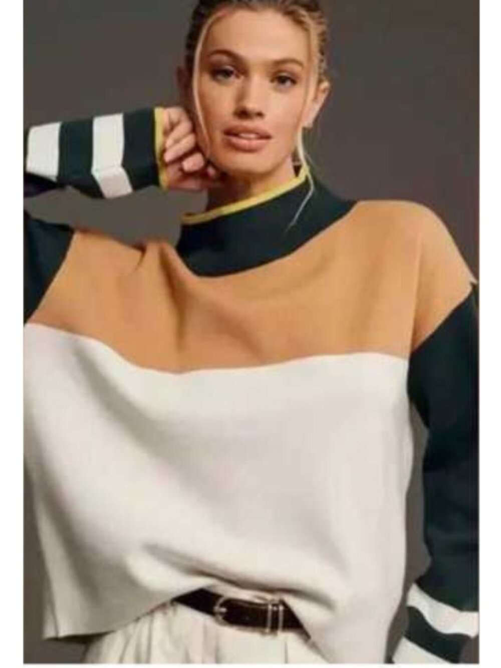 Anthropologie Maeve Carys Mock Neck Colorblock Pullover Sweater Women’s M EUC